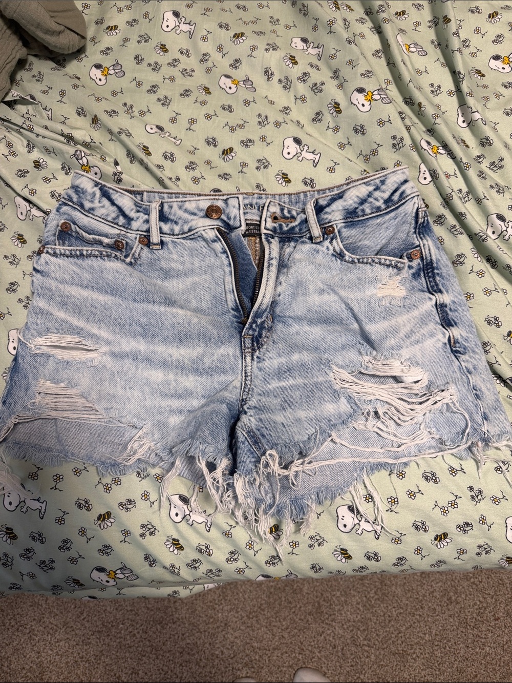American Eagle Outfitters Light Blue Distressed Denim Cutoff Shorts